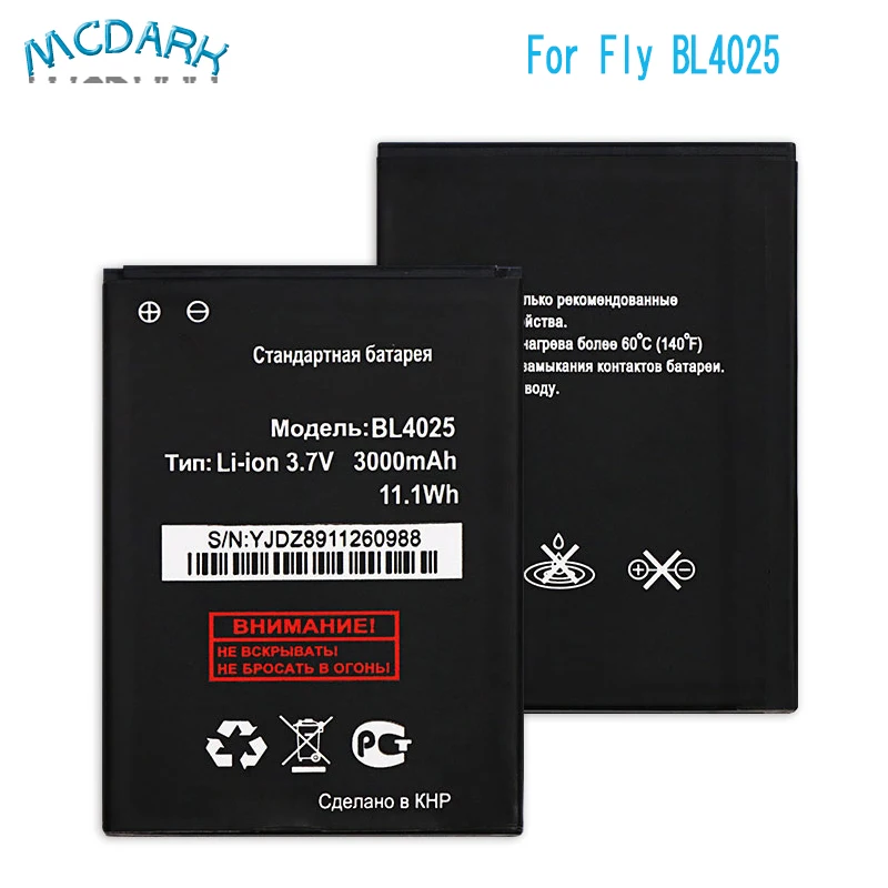 Mcdark 3000 мАч для Fly BL4025 аккумулятор большой емкости запасные батареи сотового