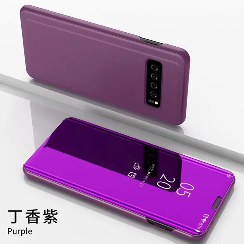 Умный зеркальный флип чехол для телефона Samsung Galaxy S9 S10 S8 S7 S6 Edge Plus S10E Прозрачный Note 9