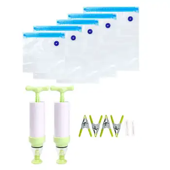 

Bags Kit For Cookers-25 Reuseble Food Vacuum Sealed Bags, Sous Vide Cooker Practical For Food Storage And Cooking, 2 Hand Pump