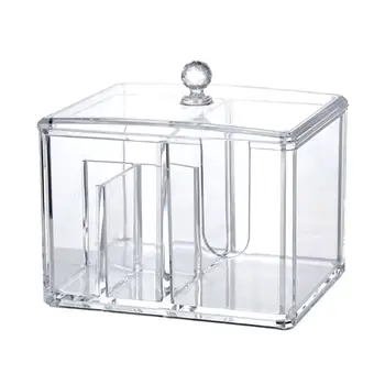 

1pc Cotton Swab Dispenser Acrylic Clear Sturdy Makeup Cosmetics Cotton Ball Swab Box Organizer Storage Case Container Holder