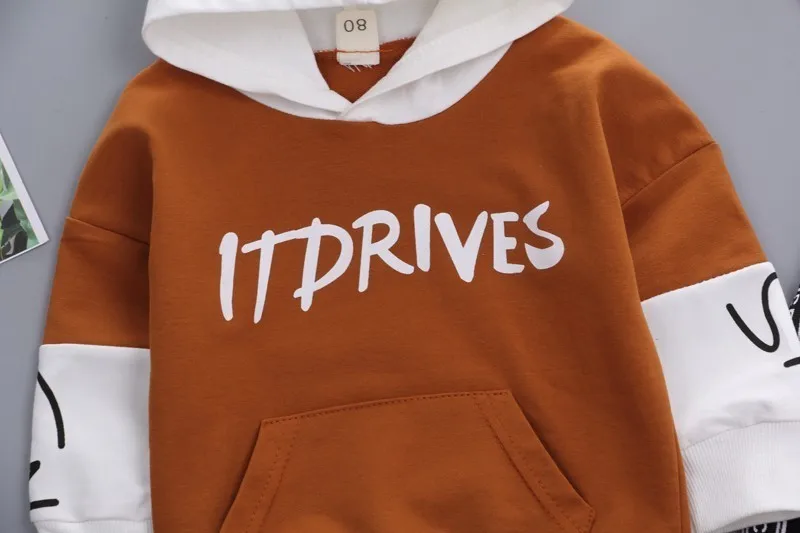 Spring Autumn Children Cotton Clothes Baby Girls Boys Sport Letter Hooded Sweatshirt Pants 2Pcs/Set Toddler Casual Tracksuits