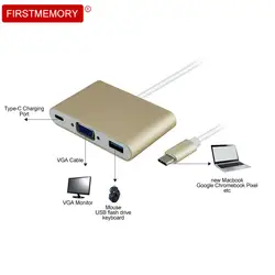 Новый USB 3,1 Тип C к HDMI USB 3,0 концентратор USB-C многопортовый VGA Женский зарядный порт кабель с адаптером для Macbook Pro Chromebook Pixel
