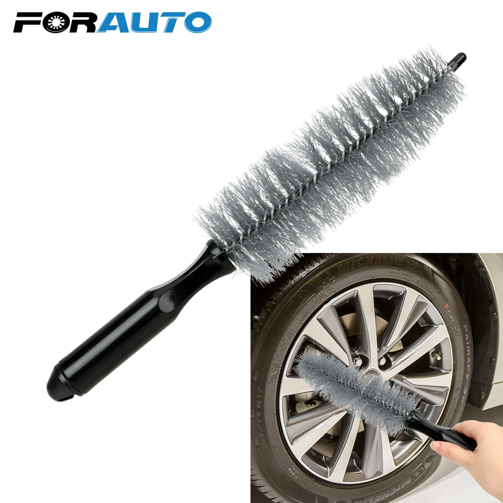 FORAUTO Car Rim Cleaning Brush Tire Rim Scrub Brush Wheel Brush Long