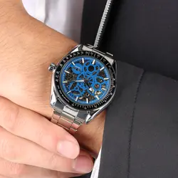 Стильный с автоподзаводом механические часы для мужчин бизнес нержавеющая сталь Группа Механические браслет наручных часов для мальчиков