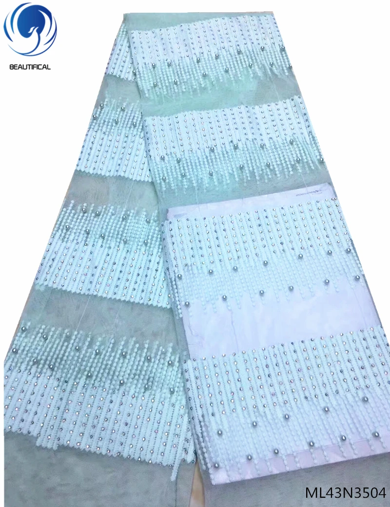 

BEAUTIFICAL french tulle lace fabrics with beads african net lace dress high quality laces fabric with stones 5yards/lot ML43N35