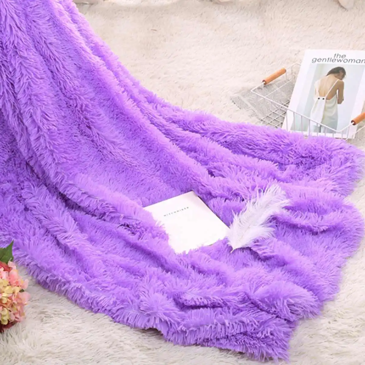 

Large Soft Warm Fur Shaggy Fluffy Throw Plush Blanket Home Sofa Blanket for Bed Cover Winter Warmer Blanket 160x200cm
