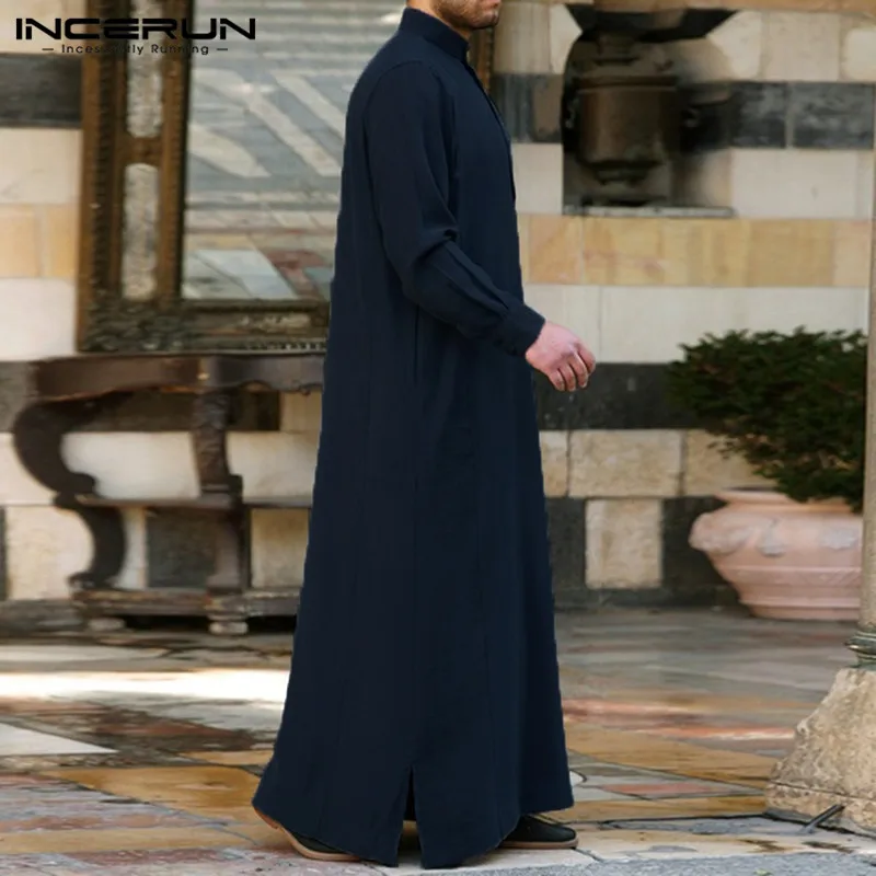 Модная мусульманская одежда, мужской Халат с длинным рукавом, саудийский арабский Тауб, кафтан, Ropa Arabe, исламский халат, индийский Халат