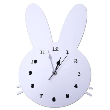 

Nordic Style Wooden Clock Girls Bedroom ChildrenS Room Cartoon Mute Rabbit Clock Wooden Wall Decoration Ornaments Home