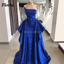 Vestido de Festa Королевский синий бисерные вечерние платья Couture Ближний Восток Пром платье знаменитости арабский блёстки Пышное