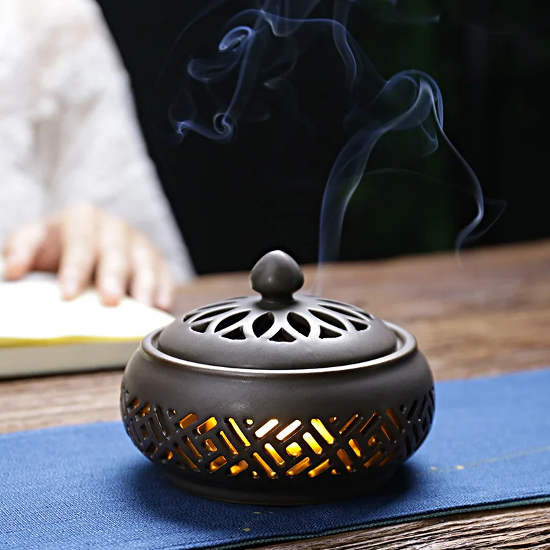 

LED Ceramic Aromatherapy Incense Burner Holder Stand for Sticks Cone Incense Holder Dress To Smell Aromatic Candles Smokehouse