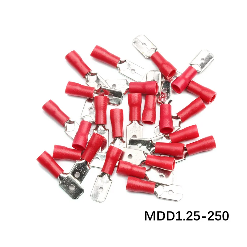 50 шт. FDD 1 25 250 флейта красная розетка + штырь изолированные электрические обжимные