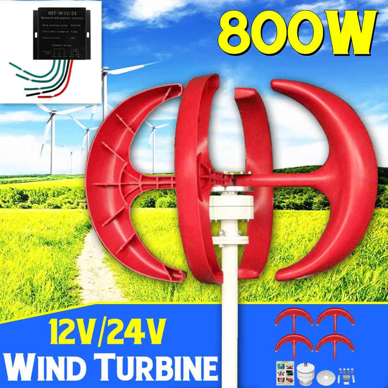 

800W Wind Turbines+Controller 12V 24 Volt 4 Blade Horizontal Home Wind Generator Power Windmill Energy Turbines Charge