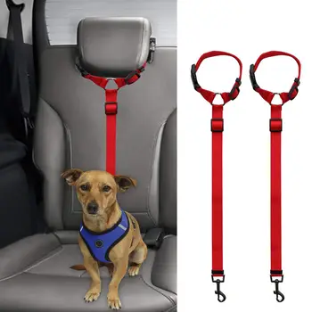 

Hot-2 Packs Dog Cat Safety Seat Belt Strap Car Headrest Restraint Adjustable Nylon Fabric Dog Restraints Vehicle Seatbelts Har