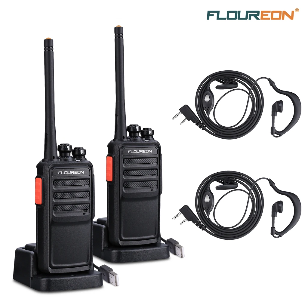 

Floureon A5 16 Channel Walkie Talkie PMR 446MHZ License-Free Two Way Radio Rechargeable LED Light Mobile Radio EU Plug 4 PCS