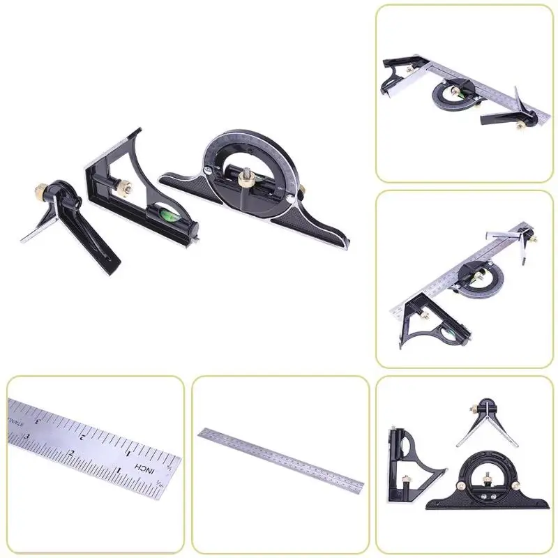 Регулируемая линейка многофункциональный квадратный угломер 3 шт. транспортир