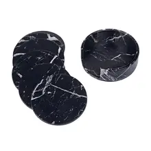 6 шт. кожаные подставки из ткани, имитирующий Мрамор Кофе Coaster Подставки для чашек черный Водонепроницаемый для рабочего стола, нескользящее покрытие гарантируют защиту Украшение стола p40