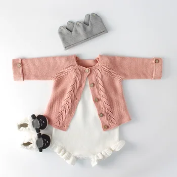 

2019 Ins Spring And Autumn Season Baby Boy Baby Suit Leaf Knitting Loose Coat And Wool Kazakhstan Clothing
