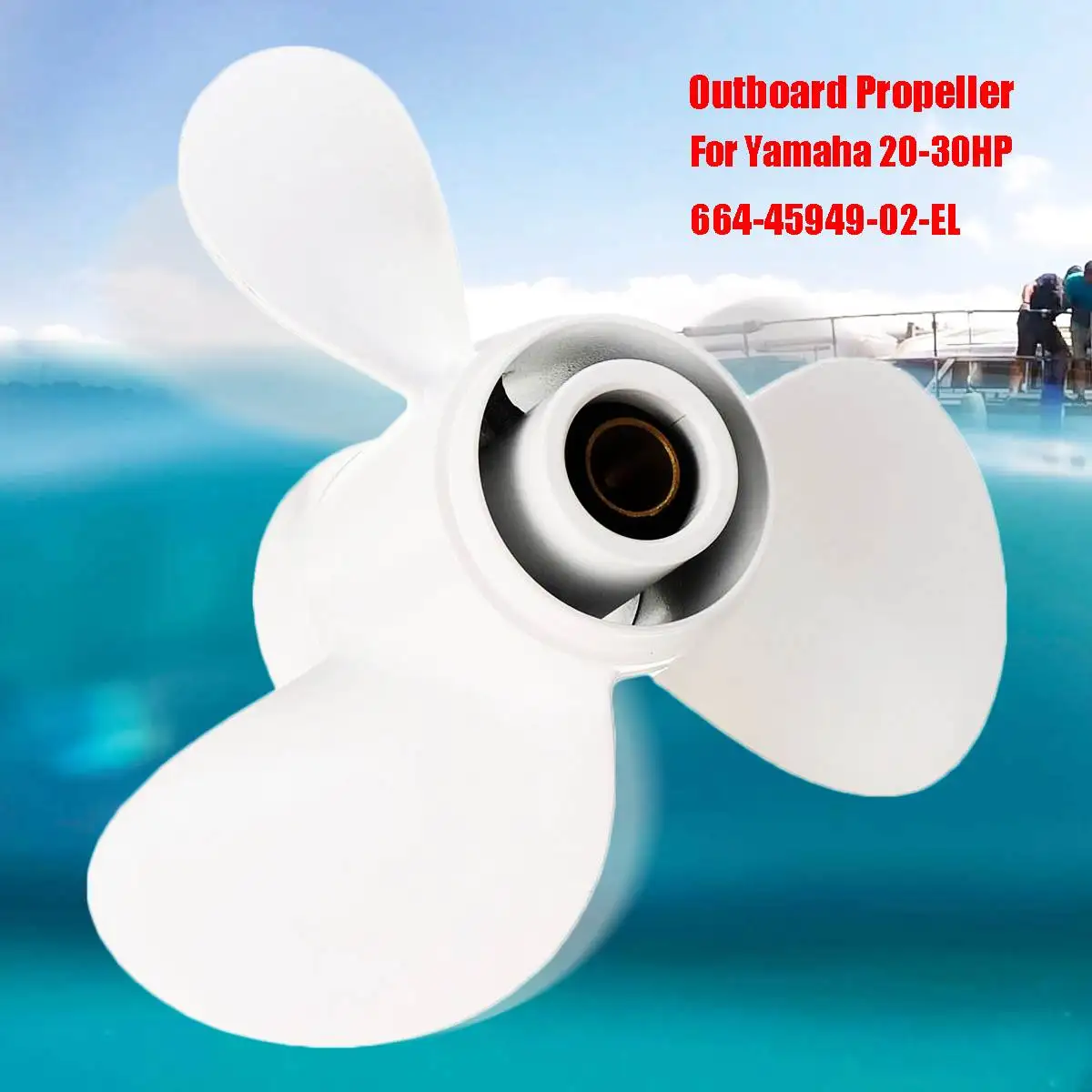 9 7/8 x 13 Marine Boat Outboard Propeller For Yamaha 20-30HP 664-45949-02-EL Aluminum Alloy White 3 Blades 10 Spline Tooth