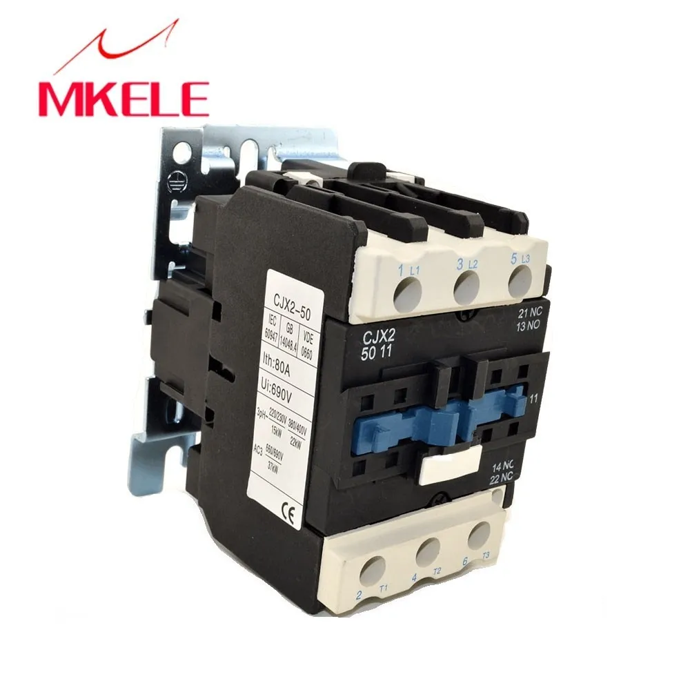 CJX2-5011 3P+NO+NC 50A rated 220v coil voltage three phase contactor telemecanique contactor with CE approved