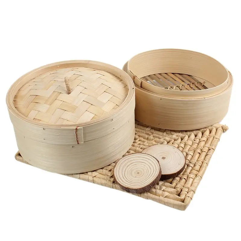 2 уровня 8 дюймовый бамбуковый пароход Dim Sum корзина рисовая паста плита набор с