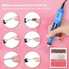 Электрический набор для полировки ногтей Профессиональный аппарат для маникюра инструмент для педикюра 6 сверл инструмент для дизайна ногтей