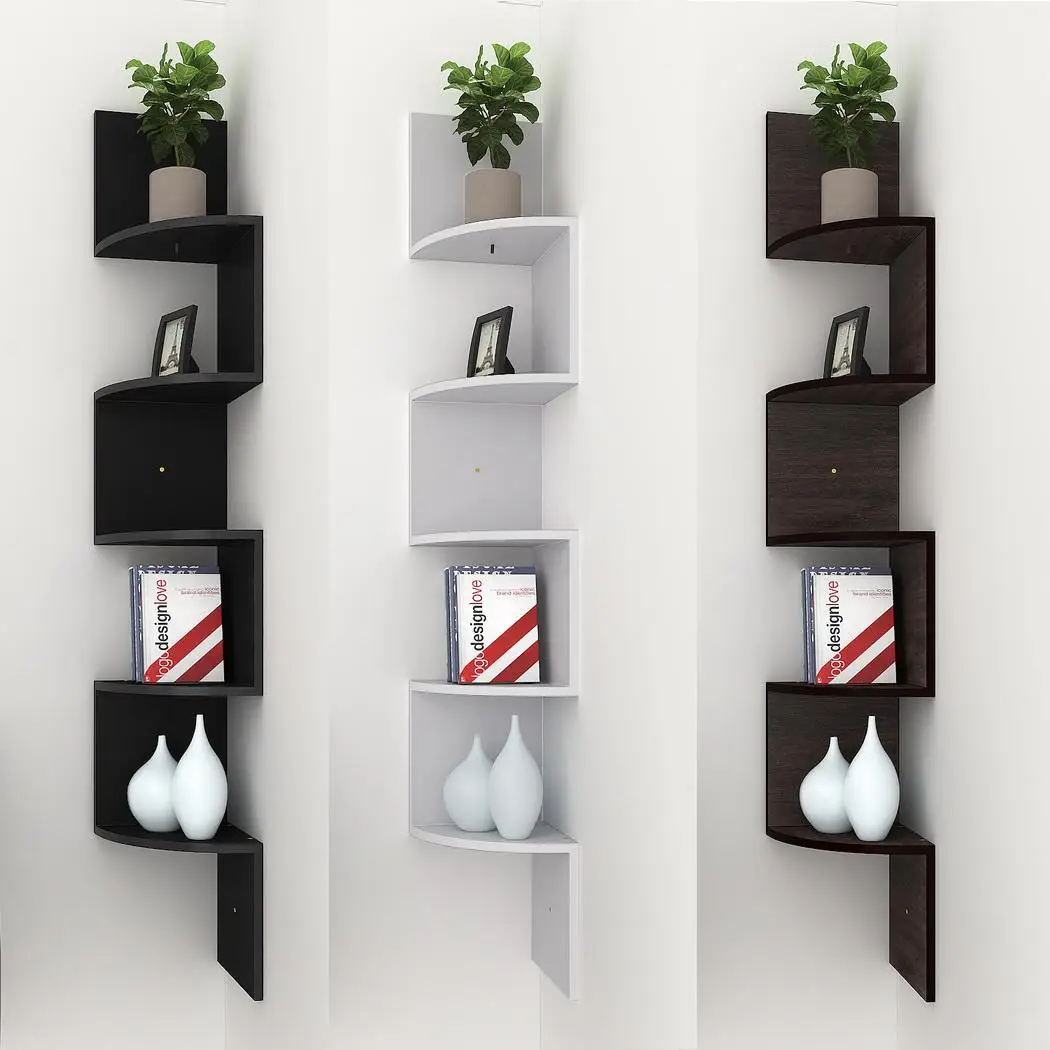 New Wall Mount Corner Shelf 5 Tier Zig Zag Large Floating ...