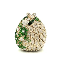 Свадебные кошелек для свадьбы, вечеринки Женская Вечеринка сумка Ромбики павлина, расшитая кристаллами Сумочка-клатч яйцо Кристалл овальной формы кошелек