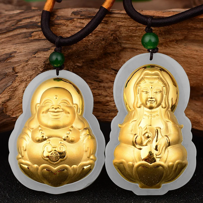 

Hetian Gold Pure Gold Inlay To Heavy Hetian Guanyin Hang Drop Inset S Factory Direct Sale