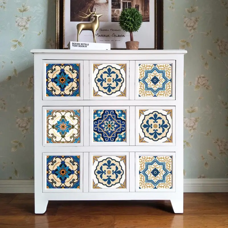 

10PCS Innovative Minimalist Moroccan-Style Ceramic Tile Art Decor Living Room Waterproof Wall Stickers