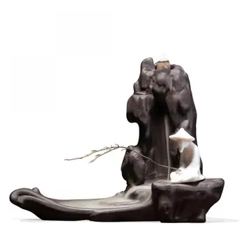 

Rockery Ceramic Backflow Incense Burner Old Man Smoke Waterfall Stick Incense Holder Aromatherapy Furnace Smell Aromatic Decor