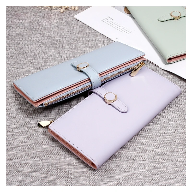 

Wallet Multi-Card Korean Version Long Style Fashion Metal Pu Wallet Phone Ladies Wallet Multi-Purpose Leather Hand