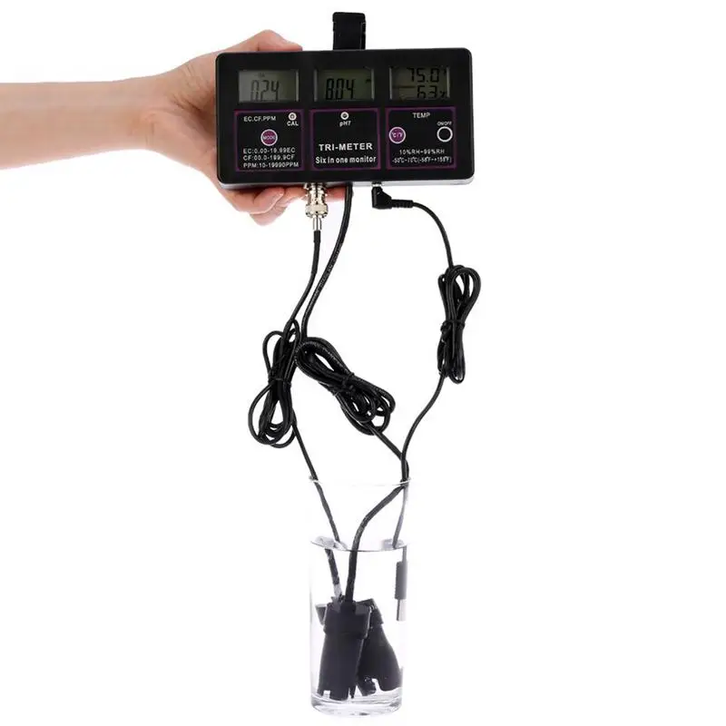 

6 In 1 Water Quality Monitor Tester Professional Water Quality Measurement Analysis Tool For Testing PH/Temperature/EC/CF/RH/TDS