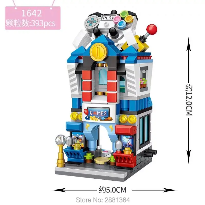 Горячие LOZ мини-улицы блоки вид на город орех магазин игрушек игровой зал конфеты магазины Модели Строительные кирпичи Рождественская игрушка для детей