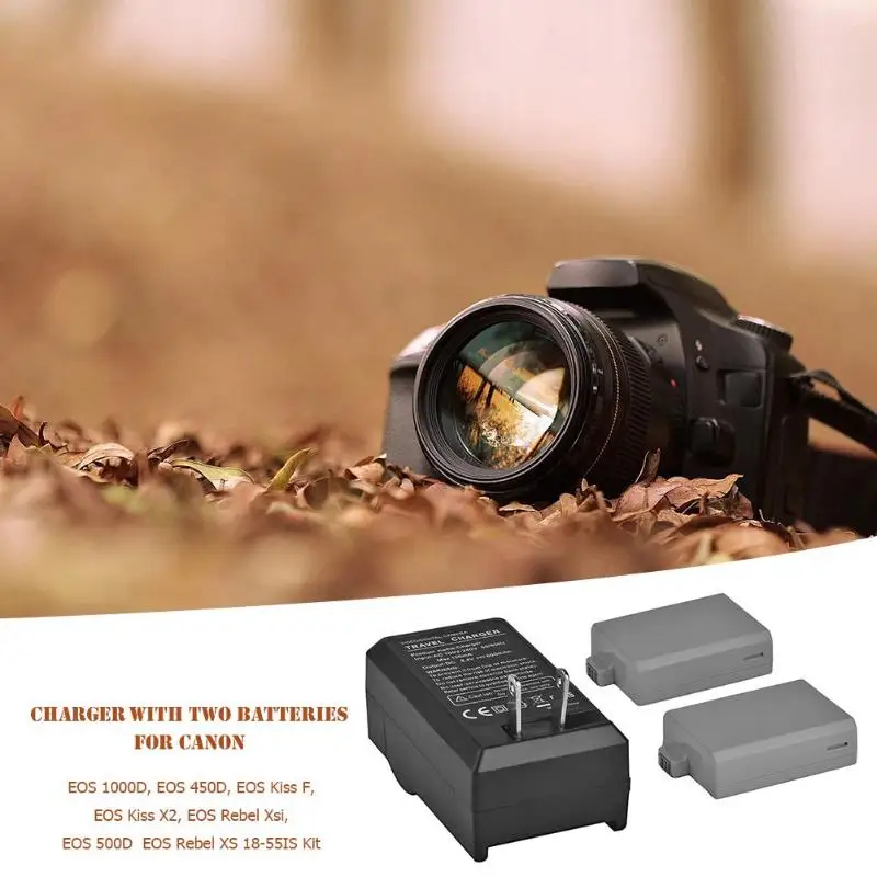 2 шт. LP E5 1200 mAh литий ионные аккумуляторы Зарядное устройство Adapter Kit для Canon EOS
