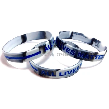 

100pcs ALL LIVES MATTER with Thin Blue Line wristband silicone bracelets free shipping by ePacket A