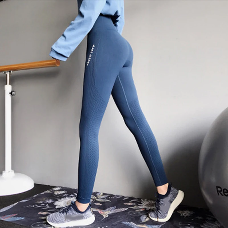

Mujer High Waisted Seamless Gym Leggings Black Letter Print Side Yoga Pants Push Up Sport Leggings Fitness Clothing For Women