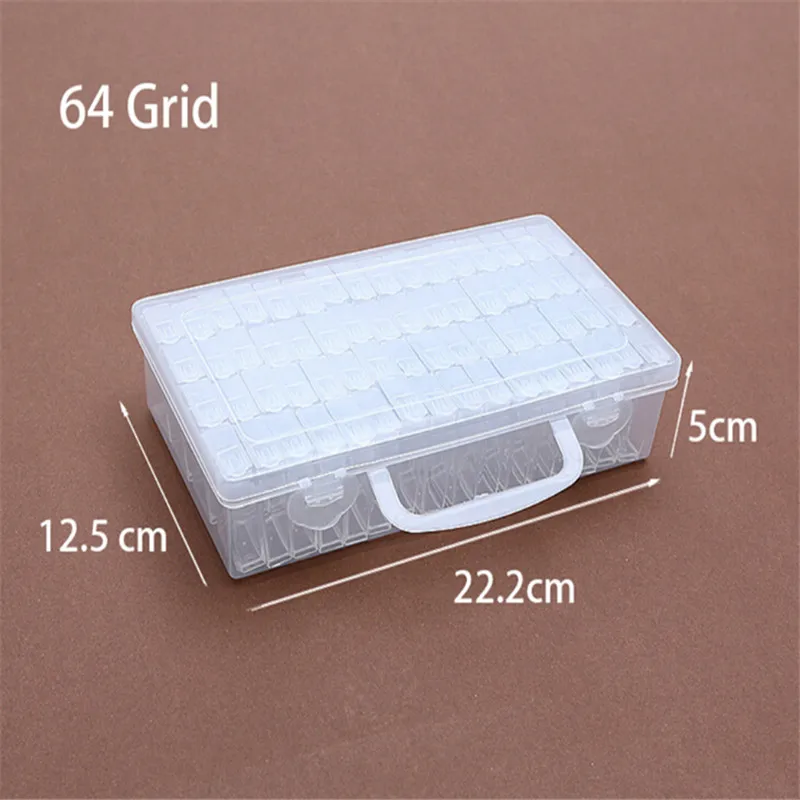 64pcs Clear Solid Diamond Painting Tools Beads Container Diamond Embroidery Stone Storage Box