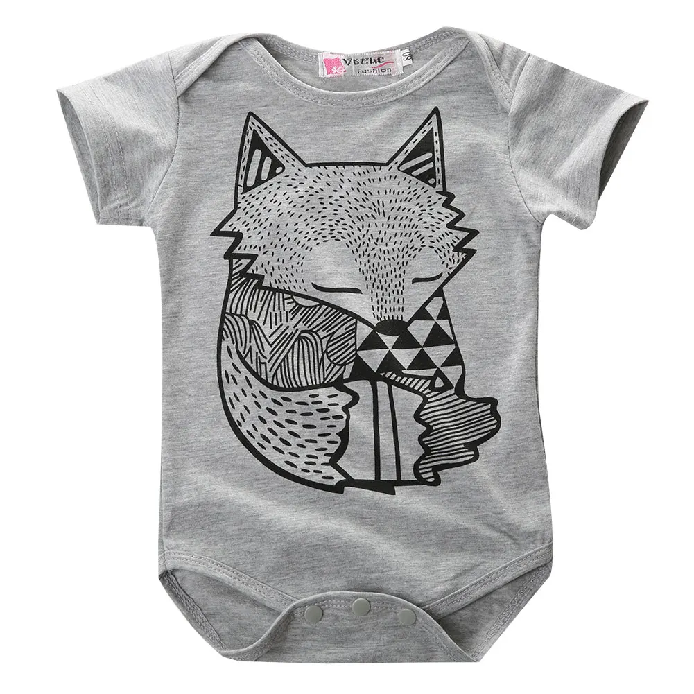 

Pudcoco 2019 Brand New Toddler Infant Newborn Baby Boys Girls Gray Cartoon Print Romper Jumpsuit Outfits