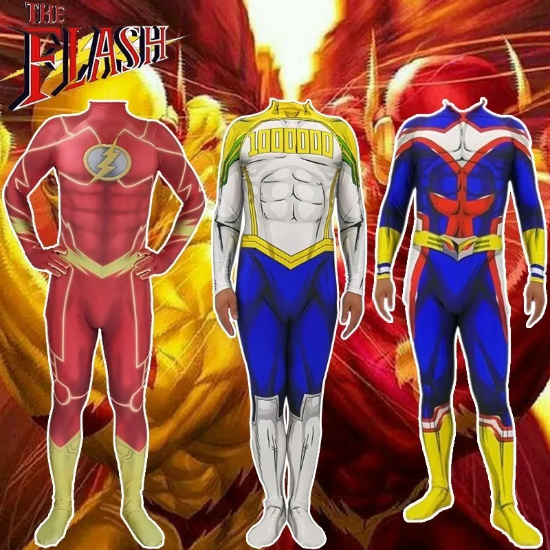 

Togata Mirio All Might Million Costume My Hero The Flash Academia Homecoming Cosplay Anime Marvel Kids Halloween Jumpsuit Adult