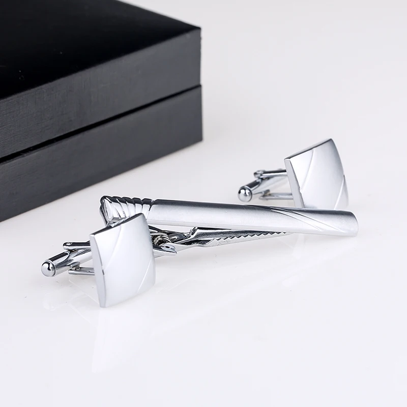 New Selling Mans Cufflinks And Tie Clips Set For Groomsmen Silver Cuff link And Tie Pin Cufflinks And Tie Bar QiQiWu CT-1017 New Selling Mans Cufflinks And Tie Clips Set For Groomsmen Silver Cuff link And Tie Pin Cufflinks And Tie Bar QiQiWu CT-1017