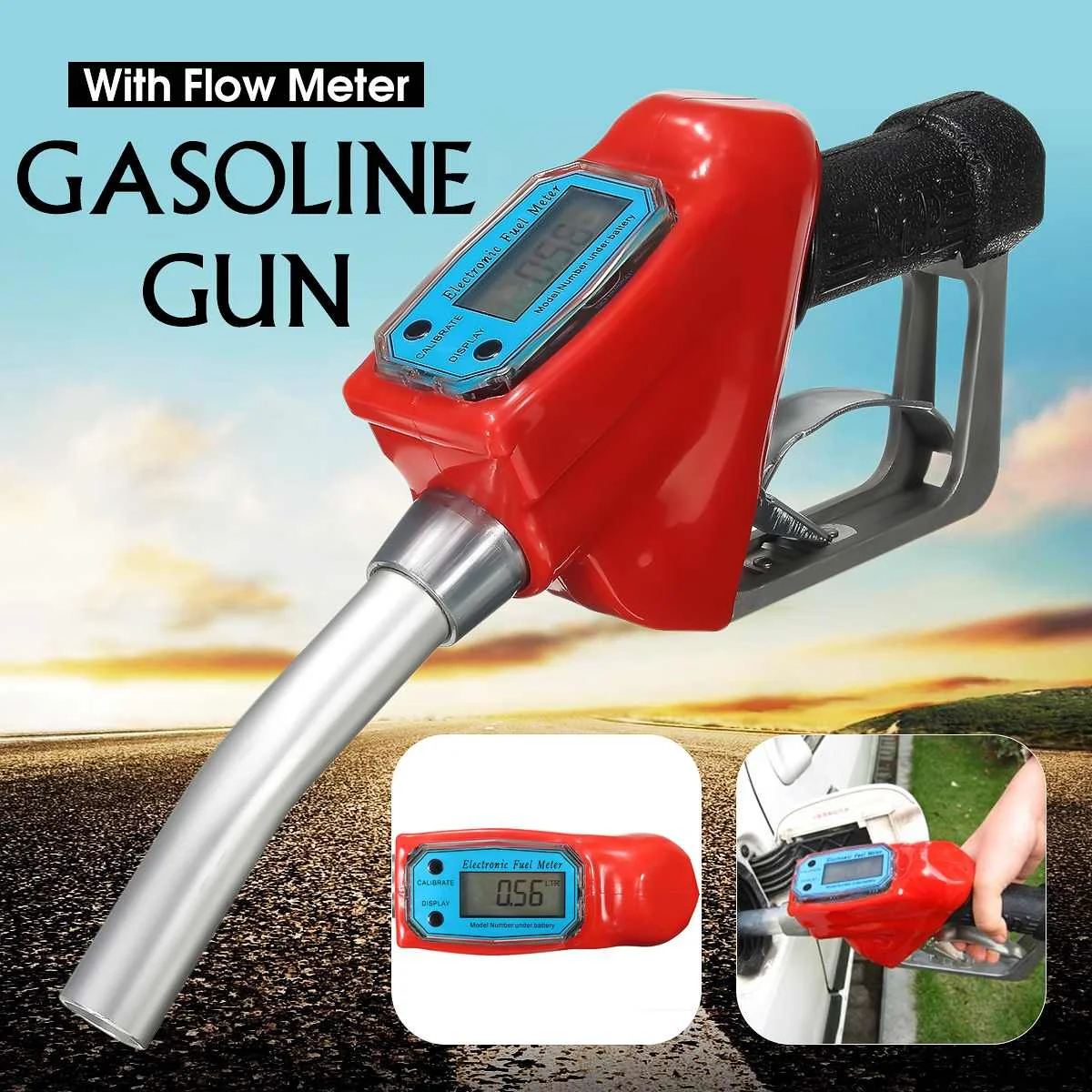 

Doersupp Digital Flow Meter Indicator Fuel Gasoline Petrol Oil Refueling-Gun Nozzle Aluminum Gas Station Refuel Injection Tools