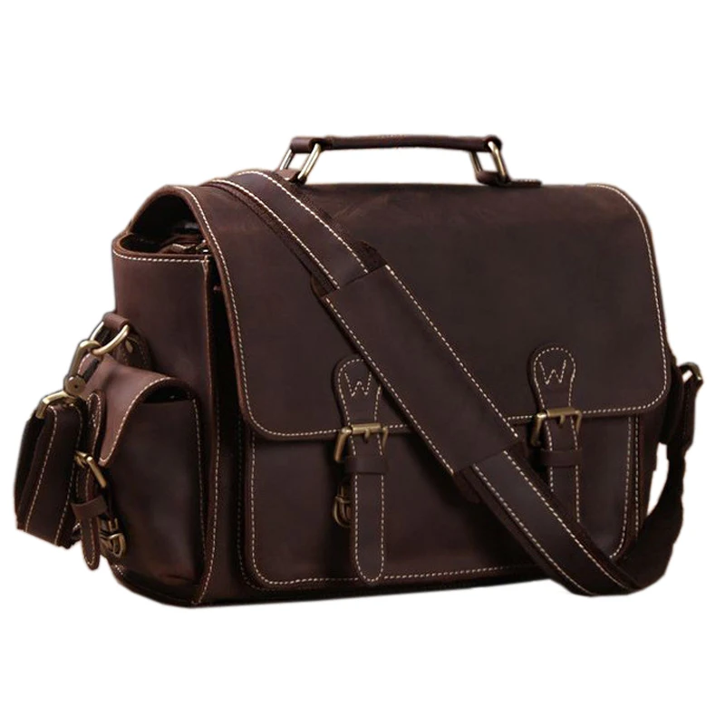 Мужской портфель из 100% натуральной кожи с отделением для камеры|men briefcase|mens leather