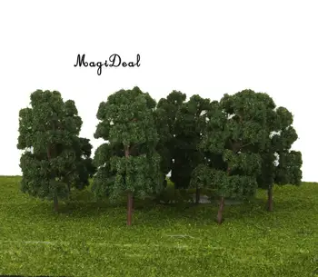 

MagiDeal 10Pcs Plastic Model Trees Train Railway Wargame Diorama Architecture Village Layout HO Scale for Classroom House Decor