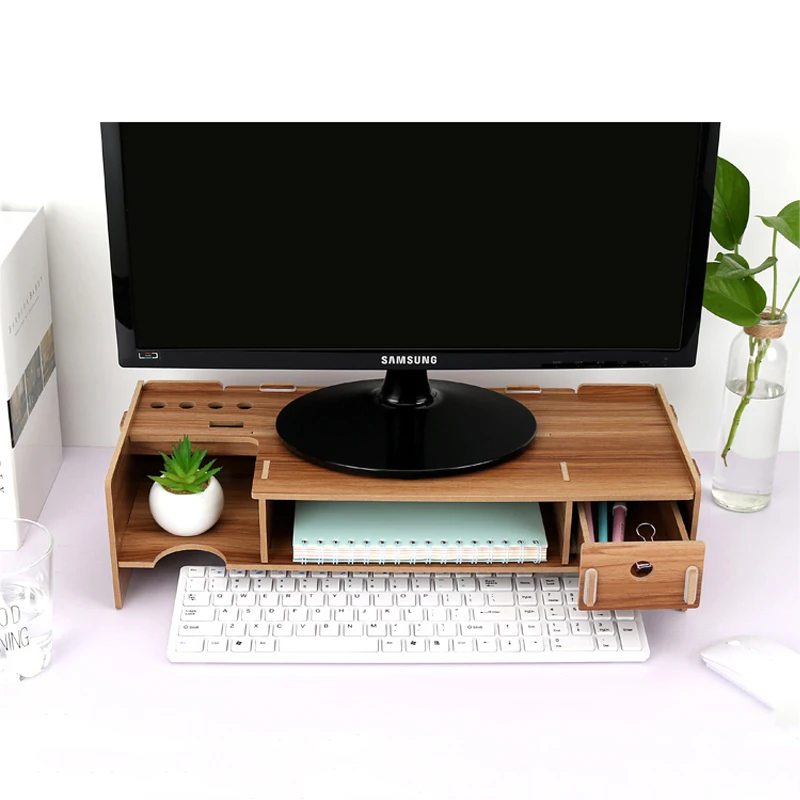 

Computer Screen Desktop TV Cabinet Computer Monitor Screen Increased Shelf Desk Storage Box Drawer Rack Shelf Keyboard Shelf