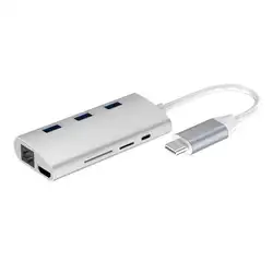 8in1 Тип usb C 3,1 хаб для Тип C до 3 USB 3,0/4 K HDMI/RJ45 Ethernet/Micro SD Card Reader/Тип usb C OTG HUB