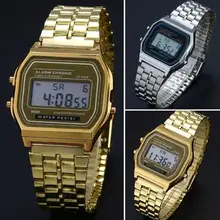 Мужские часы, ремешок из нержавеющей стали, lcd Цифровые наручные часы, повседневные, для путешествий, спортивные, квадратные, кварцевые часы, Relogio, часы, модные, для женщин, мужчин