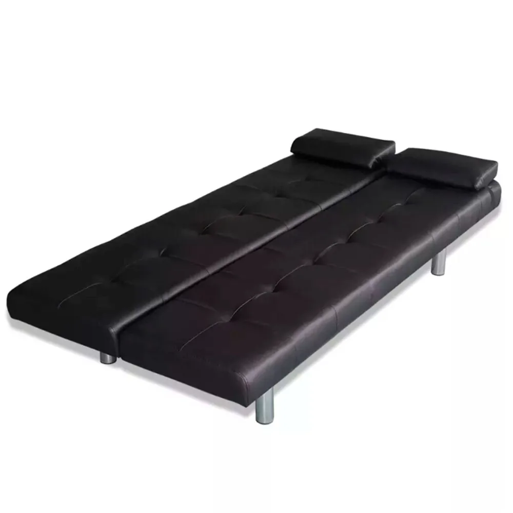 vidaXL Adjustable Sofa Bed with 2 Pillows Synthetic Leather Modern Design Sofa Bed Furniture Living Room Reclining Folding Sofa