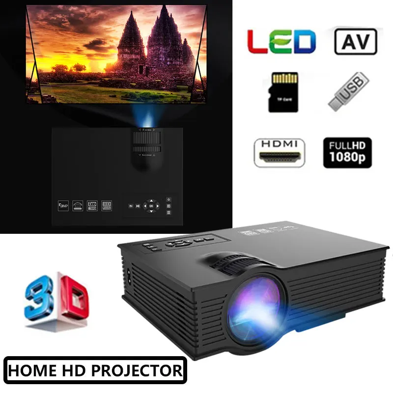 Uc68 театральный мультимедийный проектор 80 Ansi Hd 1080 P видео встроенный Hifi динамик Домашние развлечения поддержка Miracast Airplay(США