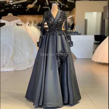 

Black Lace Evening Dresses Dubai Muslim Arabic Formal Prom Dress Robe de soiree New East Middle Turkish Party Gowns Abendkleider