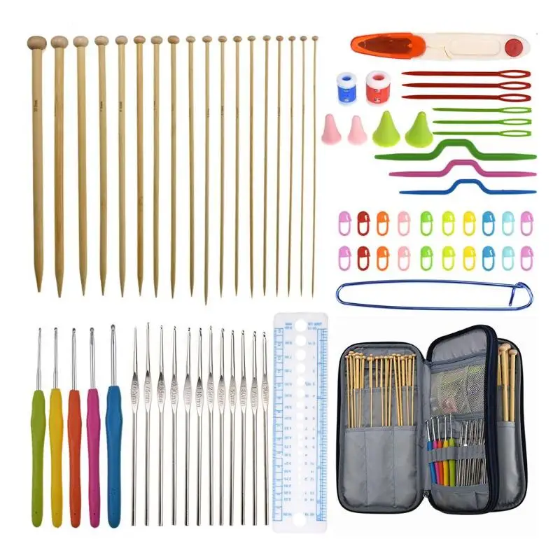 

74Pcs Sewing Aluminum Crochet Hooks Knit Weave Craft Sweater Creative Sewing Needles Set with Storage Bag knit sweater access